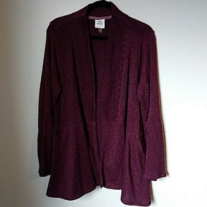 Soft Burgundy Peplum Style Cardigan w Lace